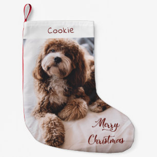 Modern Cute Dog Personalized Photo Small Christmas Stocking