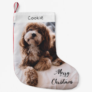 Modern Cute Dog Personalized Photo Small Christmas Stocking