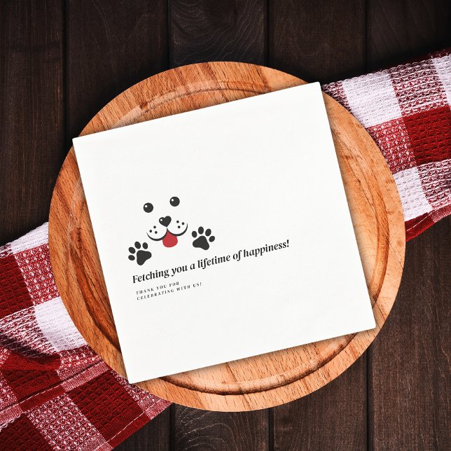 Modern Cute Dog White Minimalist Wedding Napkins (Creator Uploaded)