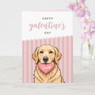 Modern Cute Dog with Heart Happy Galentine's Day Card