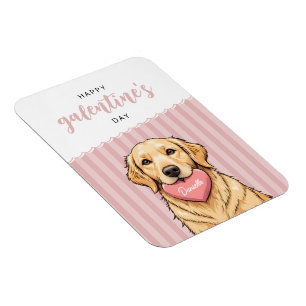 Modern Cute Dog with Heart Happy Galentine's Day Magnet