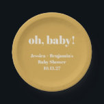 Modern Cute Dusty Yellow Baby Shower Custom Name Paper Plates<br><div class="desc">Modern Cute Dusty Yellow Baby Shower Custom Name Paper Plates</div>