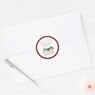Modern Cute Elegant Santa Baby Baby Shower Classic Round Sticker
