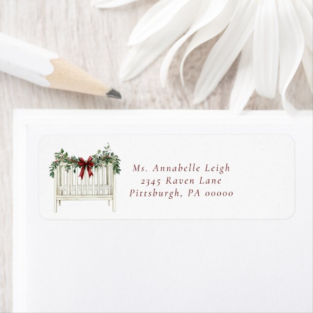 Modern Cute Elegant Santa Baby Baby Shower  Label (Insitu)