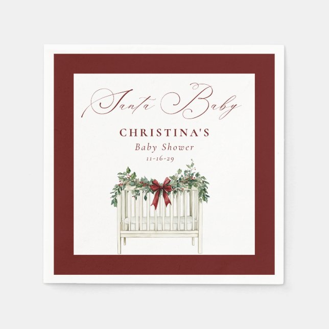 Modern Cute Elegant Santa Baby Baby Shower  Napkins (Front)