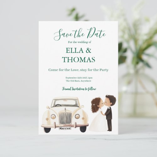 Modern Cute Emerald Green  Save The Date