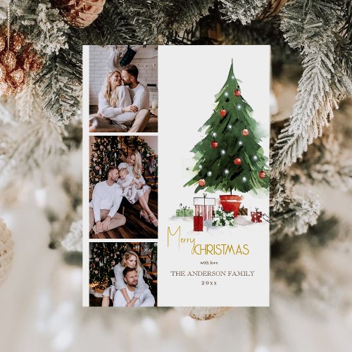 Modern Cute Family Photo Christmas Holiday Card