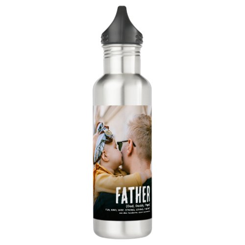 Modern Cute FATHER Definition 2 Photo Stainless Steel Water Bottle