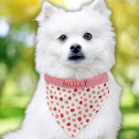 Modern Cute Floral Pattern Pink Red Pet Name Pet Bandana Collar<br><div class="desc">Add a splash of floral charm to your pet’s look with this personalized flower-patterned pet bandana! Featuring a playful scatter of red and pink blossoms on a soft cream background, this stylish accessory is perfect for both cats and dogs. The customizable name section in bold lettering on a coordinating pink...</div>