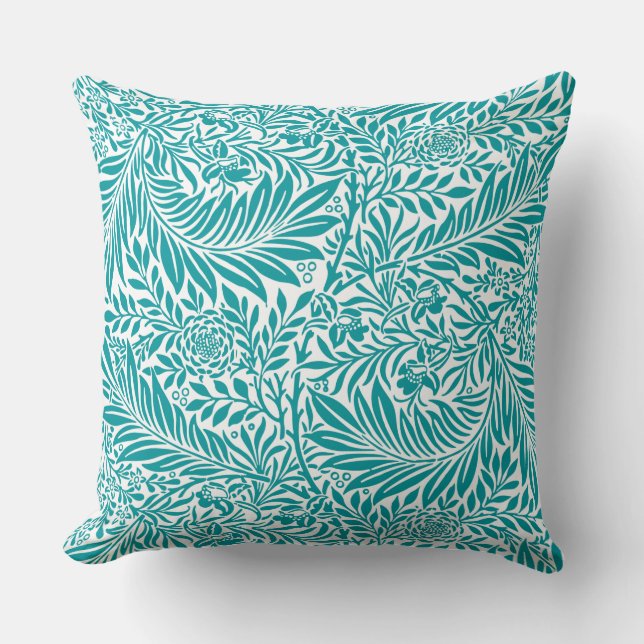 Modern cute floral pattern trendy blue white chic throw pillow (Front)