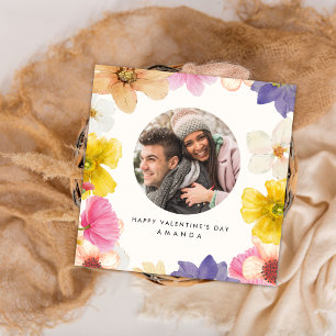 Modern cute Floral Photo Valentine's day card