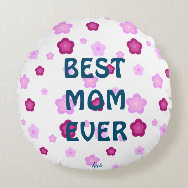 Modern cute flower pattern Mother's Day Gift Round Pillow (Front)