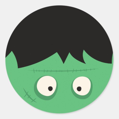 Modern Cute Frankenstein Monster Halloween Classic Round Sticker