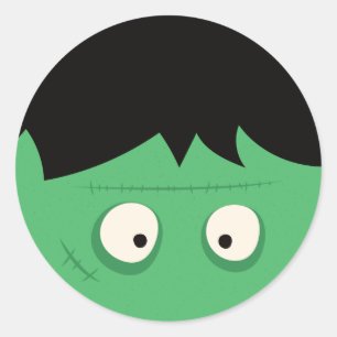 Modern Cute Frankenstein Monster Halloween Classic Round Sticker