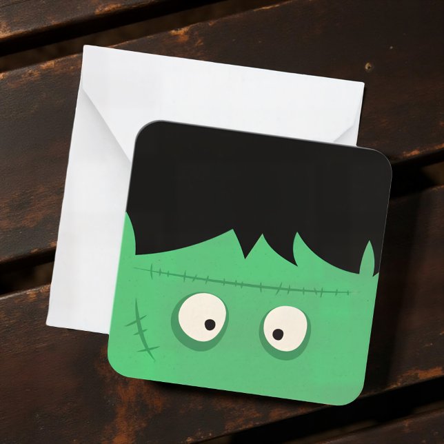 Modern Cute Frankenstein Monster Halloween Note Card (Creator Uploaded)