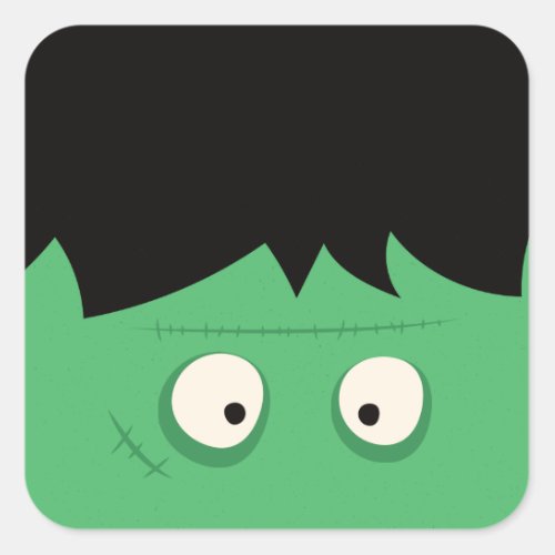 Modern Cute Frankenstein Monster Halloween Square Sticker