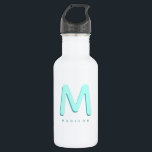 Modern Cute Fun Custom Name 3D Monogram Stainless Steel Water Bottle<br><div class="desc">Cute monogrammed water bottle with your custom name as a shadow initial in turquoise and teal. Modern,  minimalist,  simple,  and fun,  this typography driven design makes for a cool personalized gift!</div>