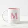 Modern Cute Fun Custom Name 3D Monogram  Two-Tone Coffee Mug