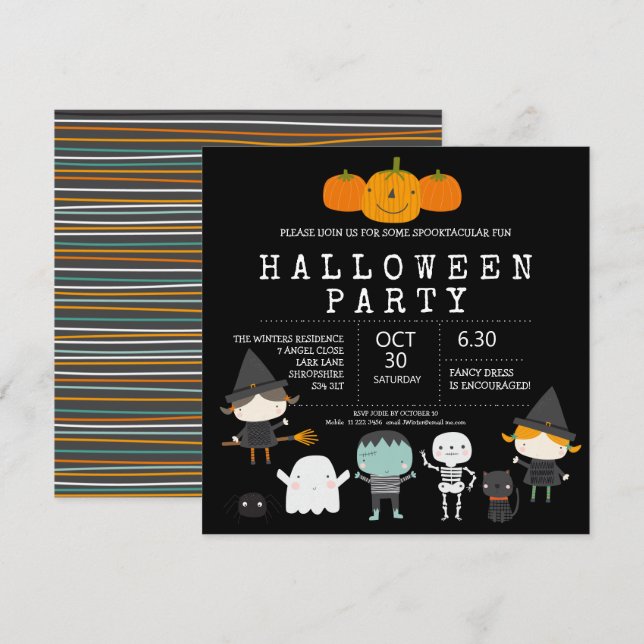 Modern cute fun family Halloween party  Invitation (Front/Back)