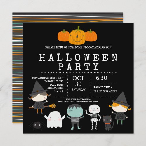 Modern cute fun family Halloween party  Invitation