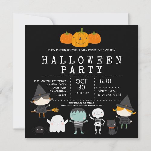 Modern cute fun family Halloween party Invitation