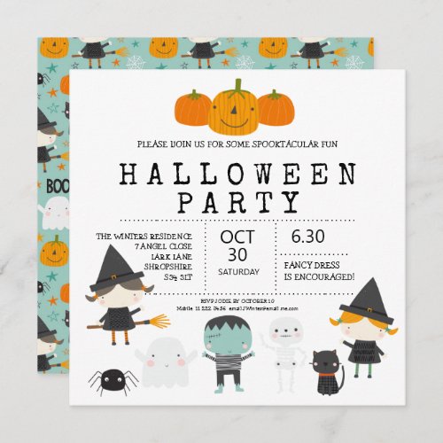 Modern cute fun family Halloween party  Invitation