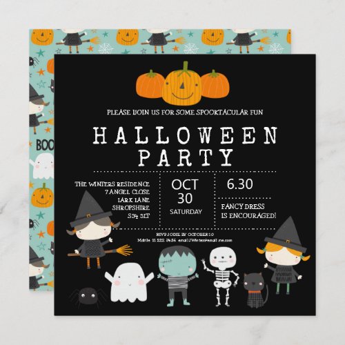 Modern cute fun family Halloween party  Invitation