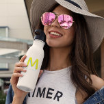 Modern Cute Fun Groovy Retro Monogram Stainless Steel Water Bottle<br><div class="desc">Hey, trendy teens! Stay hydrated in style with our Zazzle Stainless Steel Water Bottle featuring a Custom Name Retro Monogram design in vibrant yellow and teal! 💦🔥 Personalize it with your own name and embrace the retro vibes. Made from durable stainless steel, this water bottle is perfect for keeping your...</div>