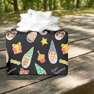 Modern Cute Funny Birthday Photo Wrapping Paper