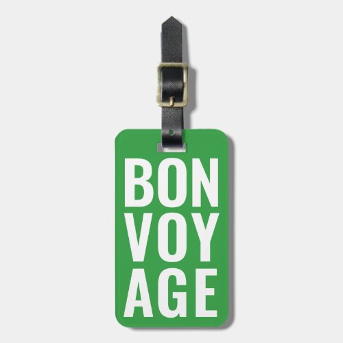 Modern Cute Funny Bold bon voyage Neon Green Luggage Tag