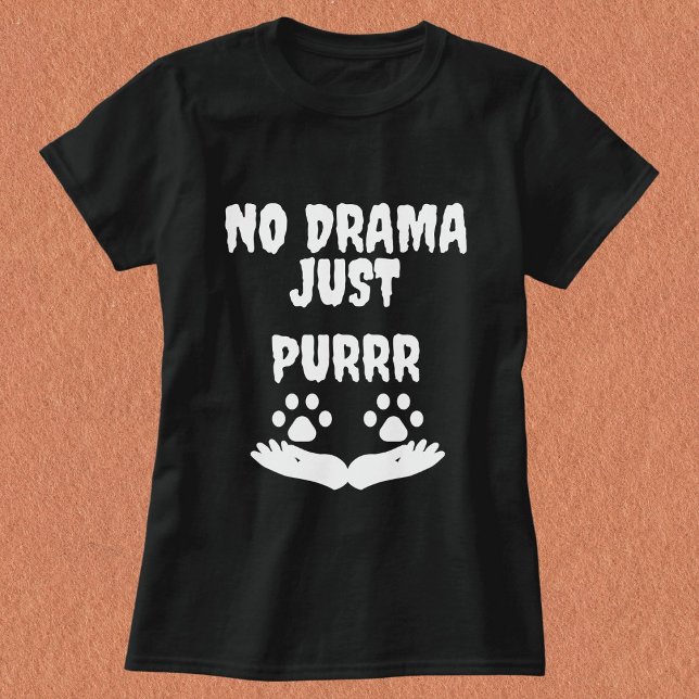 Modern Cute Funny Cat Pet Quote Personalized Black T-Shirt (Creator Uploaded)