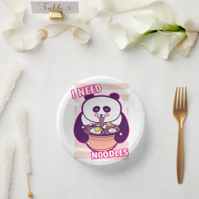 Modern cute funny ramen noodles lover panda bear paper bowls (Wedding)