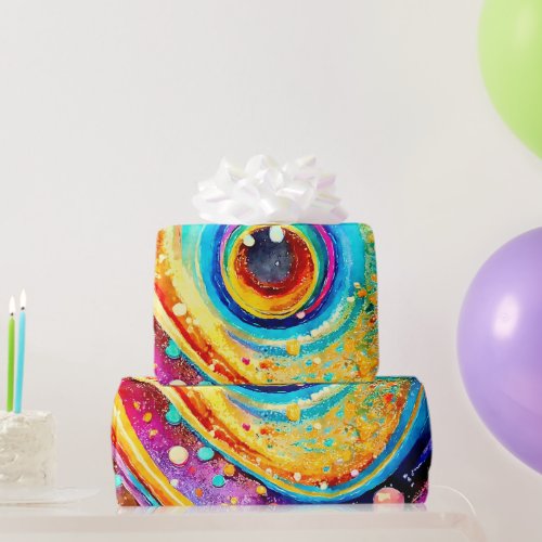 MODERN CUTE GALAXY PLANET DESIGN WRAPPING PAPER