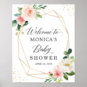 Modern Cute Geometric Floral Baby Shower Sign (Front)