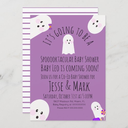 Modern Cute Ghost Ghoul Baby Shower Invitation