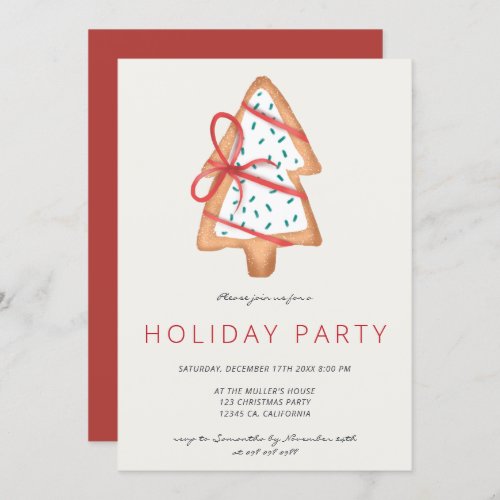 Modern cute ginger bread Christmas cake party Invitation