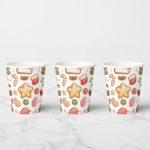 Modern Cute Gingerbread Christmas Baby Shower Paper Cups