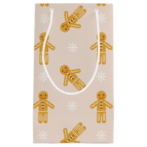 Modern Cute Gingerbread  Snowflakes Small Gift Bag