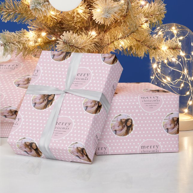 Modern Cute Girly Pink Christmas Wrapping Paper (Holidays)