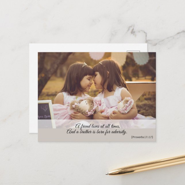 Modern Cute Girly Spiritual Bible Verse Postcard (Front/Back In Situ)