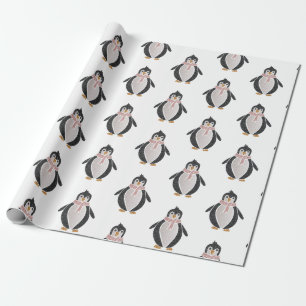 Modern Cute Glitter Penguin Wrapping Paper