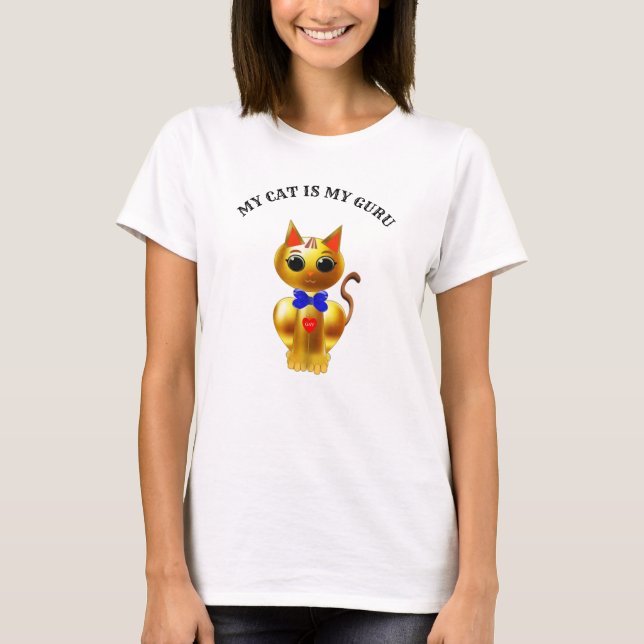 Modern Cute Golden Cat T-Shirt (Front)