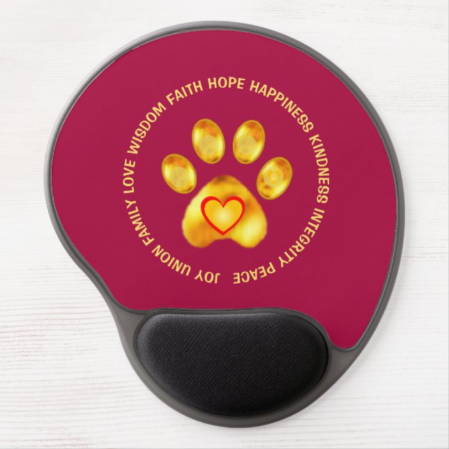 Modern Cute Golden Paw Gel Mouse Pad (Front)