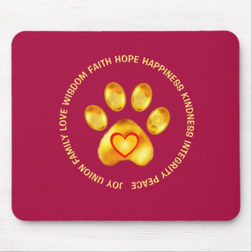 Modern Cute Golden Paw Mouse Pad