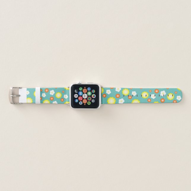 Modern cute gradient Daisy flowers pattern girly Apple Watch Band (Front)