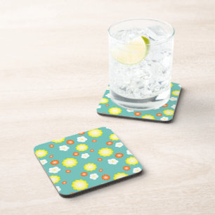 Modern cute gradient Daisy flowers pattern girly Beverage Coaster