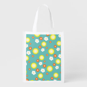 Modern cute gradient Daisy flowers pattern girly Grocery Bag