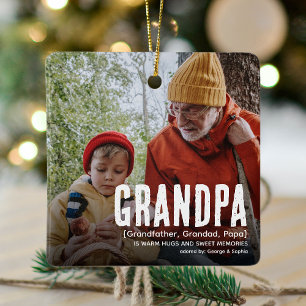 Modern Cute GRANDPA Definition 2 Photo Christmas Ceramic Ornament