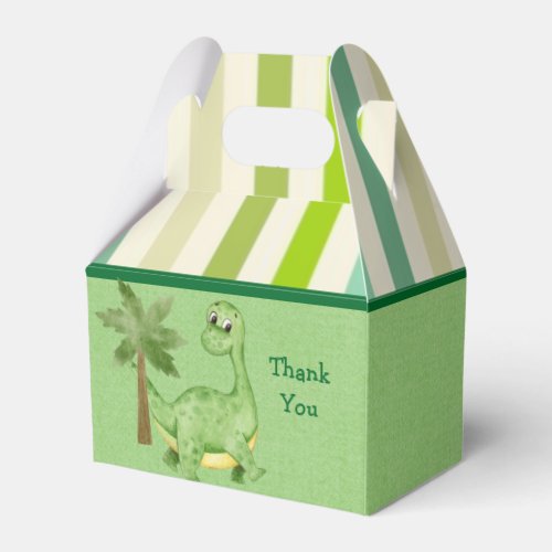 Modern Cute Green Dinosaur Boy Birthday Thank You Favor Boxes