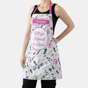 Modern Cute Greenery Holiday Custom Apron